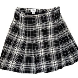 EUC Ann Taylor Loft Black White pleated Plaid Long Skirt Sz 4 Y2K style